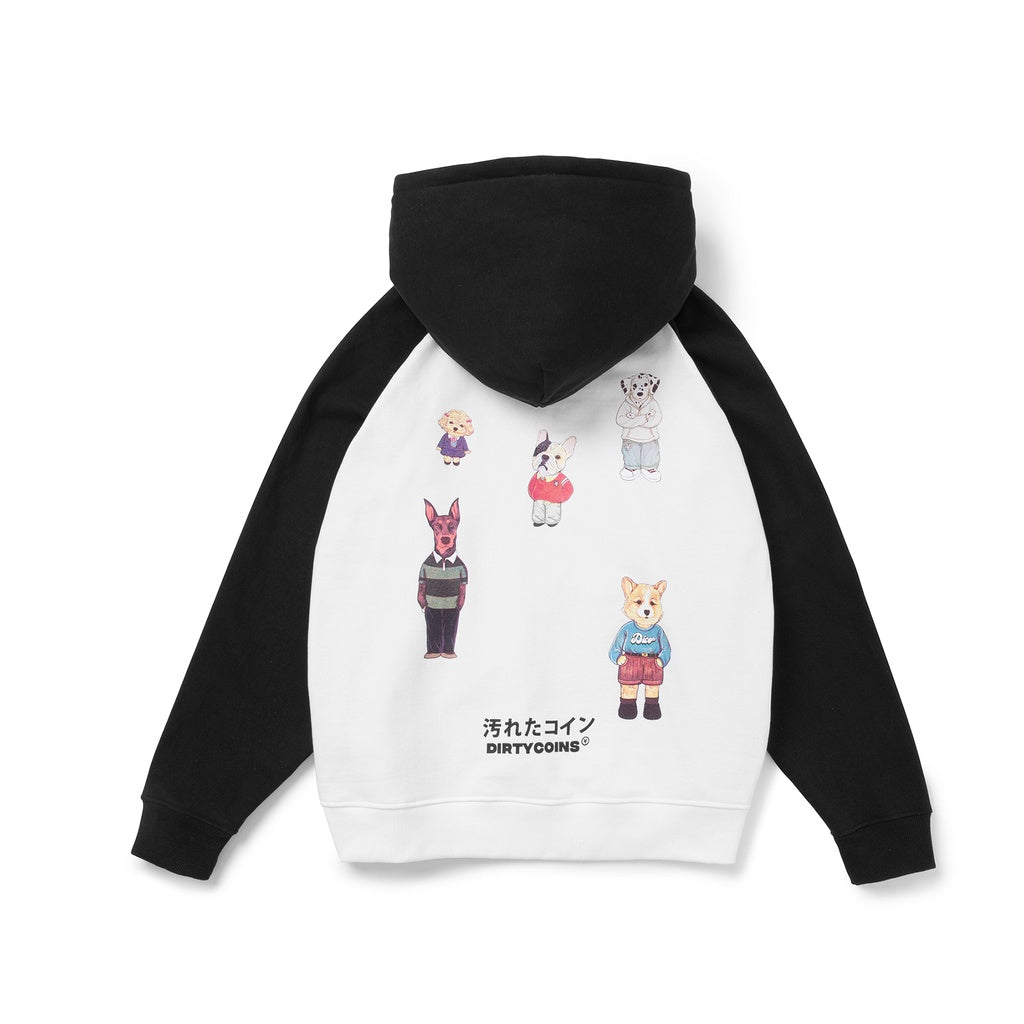 DirtyCoins Dico Puppies Hangouts Raglan Hoodie - White/Black