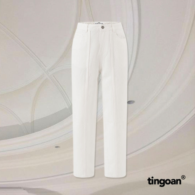 TINGOAN® - Quần bò ống suông trắng LIQUID LOVE JEANS/WH