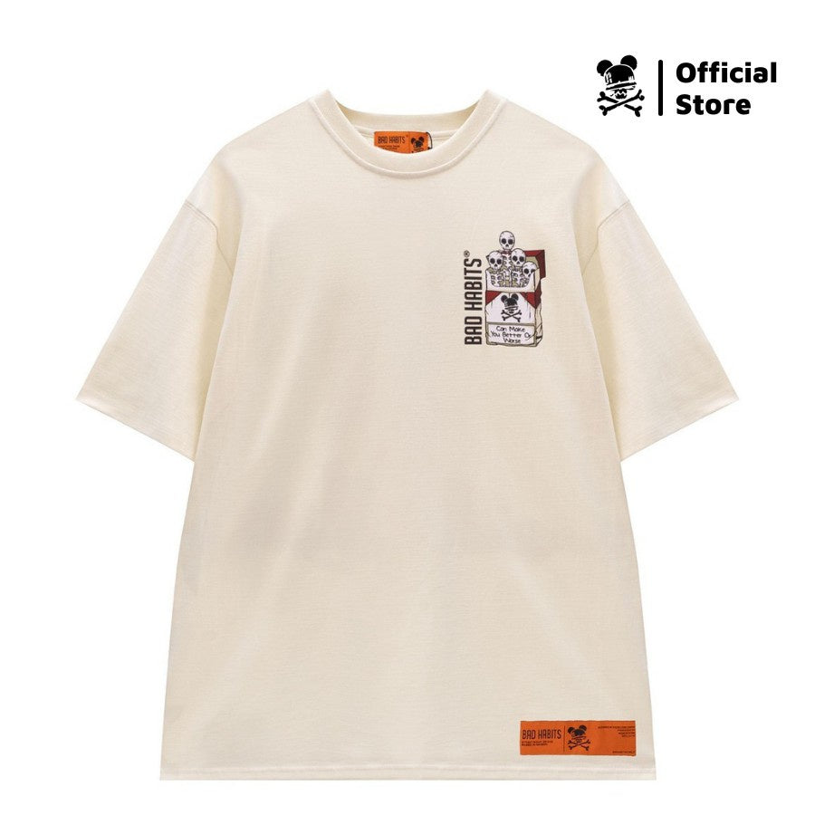 Áo Thun Unisex Bad Habits Tobacco Màu Cream 100% Cotton - Local Brand Chính Hãng