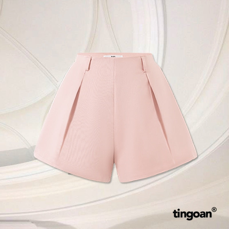 TINGOAN® - Quần shorts cạp cao chiết ly eo hồng BUBBLE SHORTS/PK