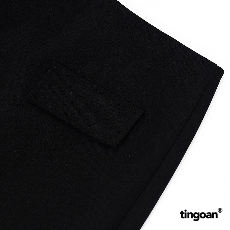 TINGOAN® - Low-waist black diagonal skirt with buttons NEXT TO ME SKIRT/BL