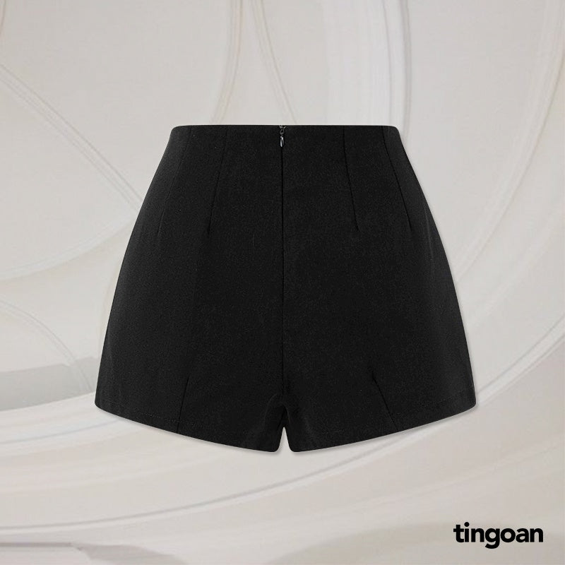 TINGOAN® - Quần shorts ngắn hack hông chiết ly eo đen RUN2U SHORTS/BL