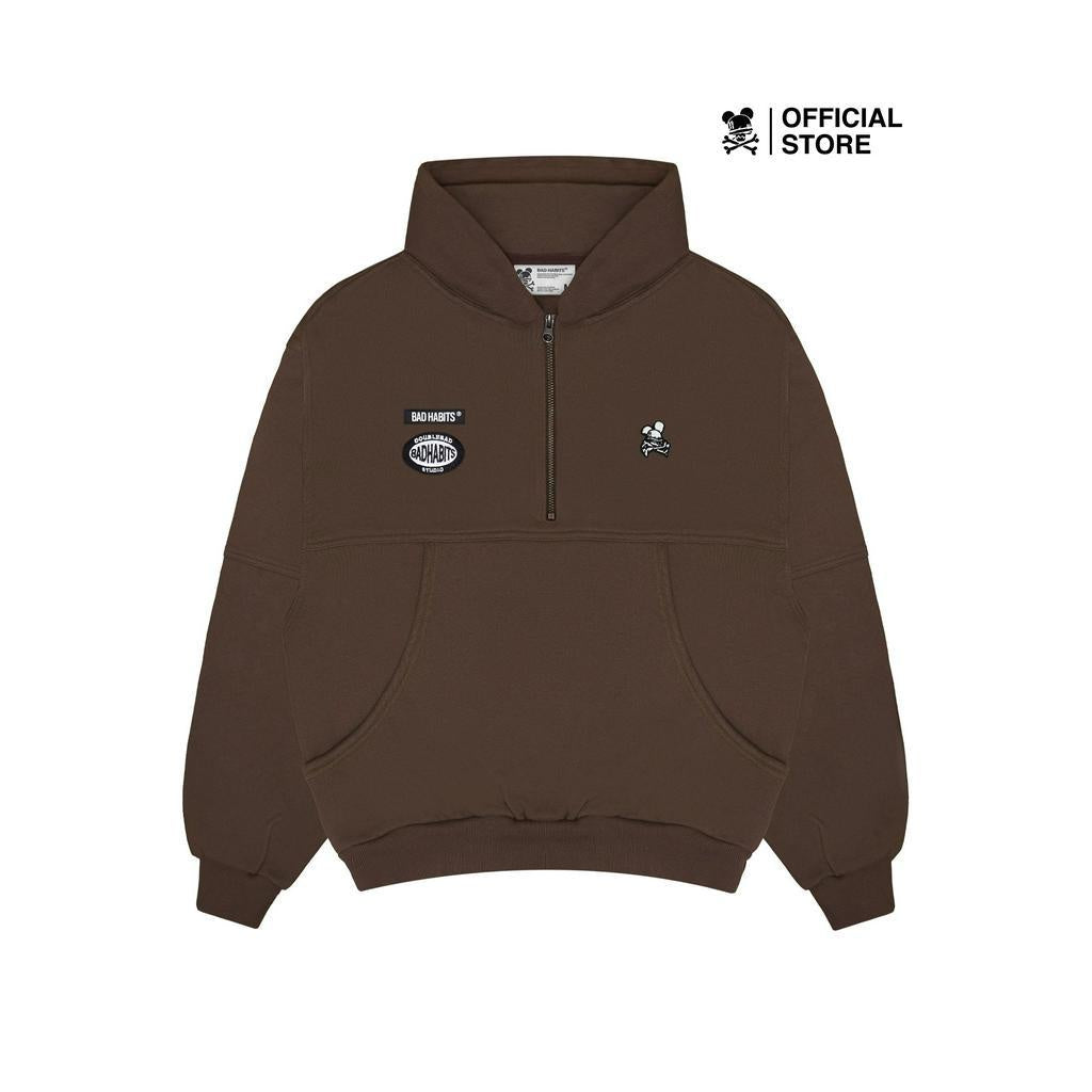 Bad Habits Boxy Halfzip Hoodie - Moca Brown - Genuine Local Brand