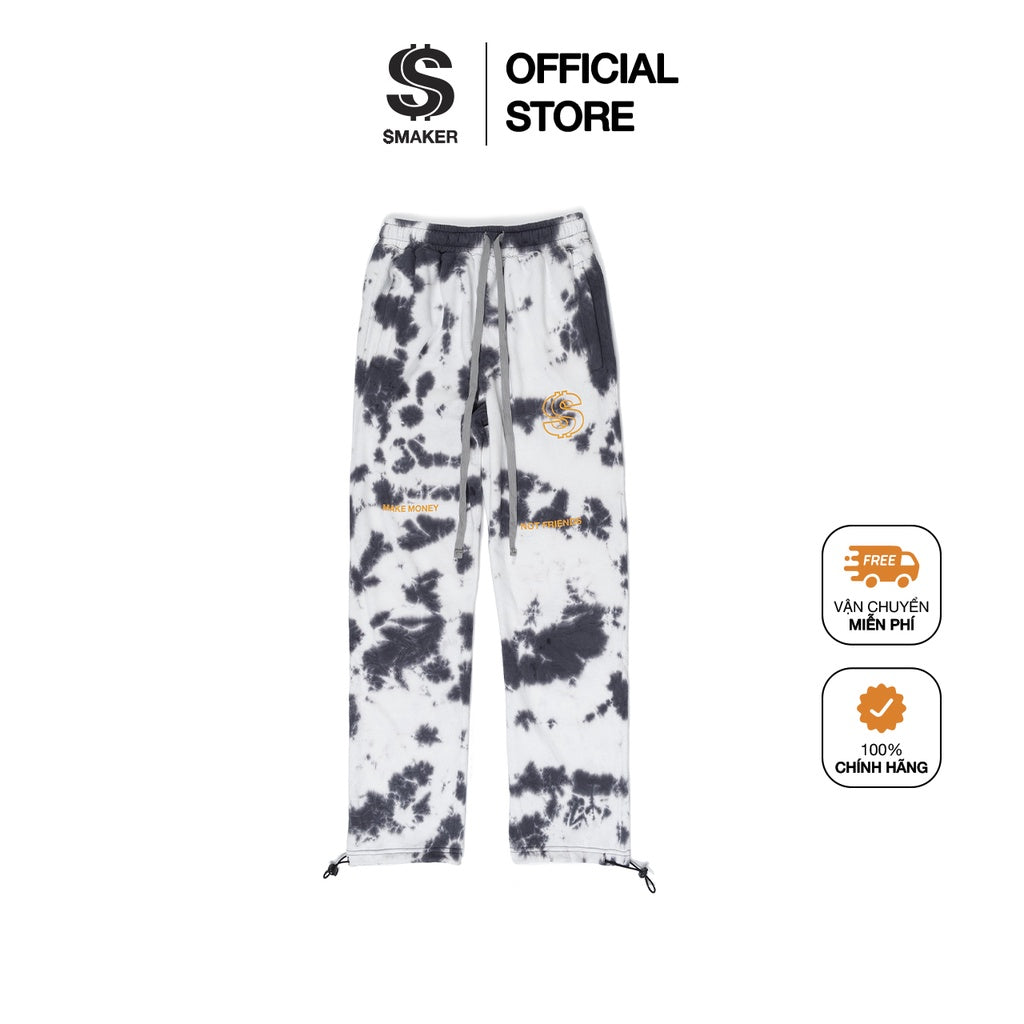 [SMAKER] Unisex pants with unique and unique patterns, elastic waistband, genuine Local Brand "MMNF" TIE DYE SWEAT PANTS IN GRAY