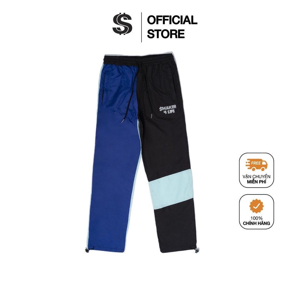 [SMAKER] High quality nylon Unisex pants, genuine Local Brand, comfortable elastic waistband - "SMAKER 4 LIFE" PANTS IN BLACK/MINT