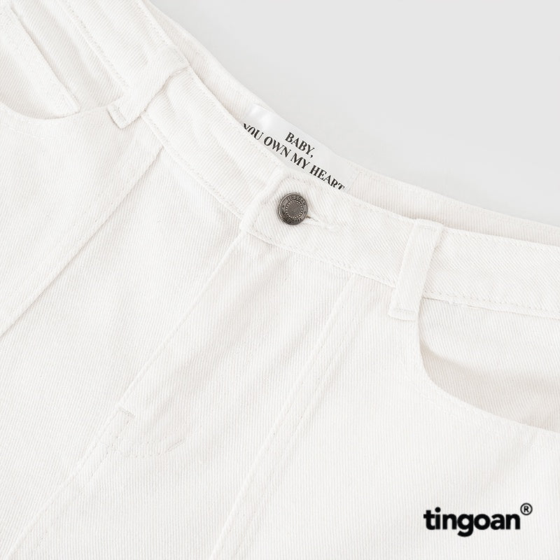 TINGOAN® - Quần bò ống suông trắng LIQUID LOVE JEANS/WH