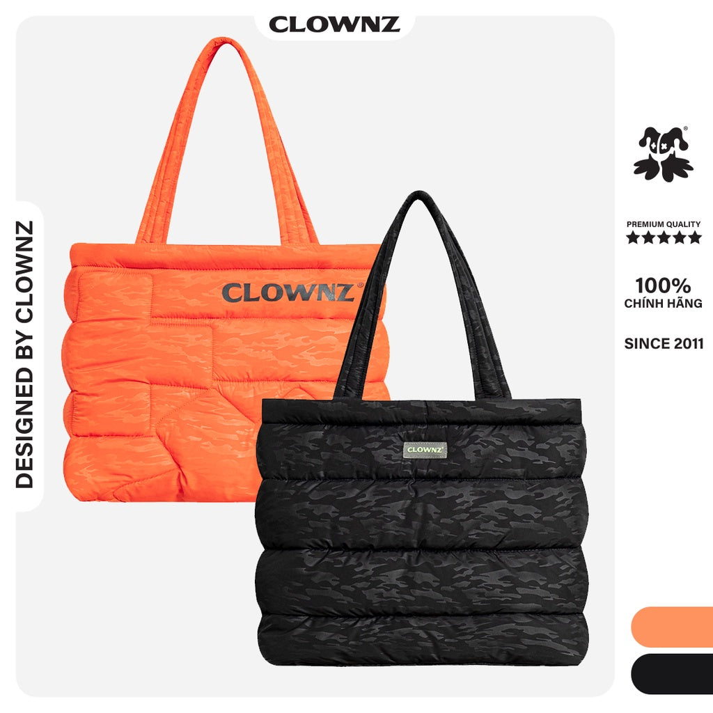 Cotton float tote bag, coach local brand Clownz Puffle Bag unisex men and women bigsize Korean ulzzang