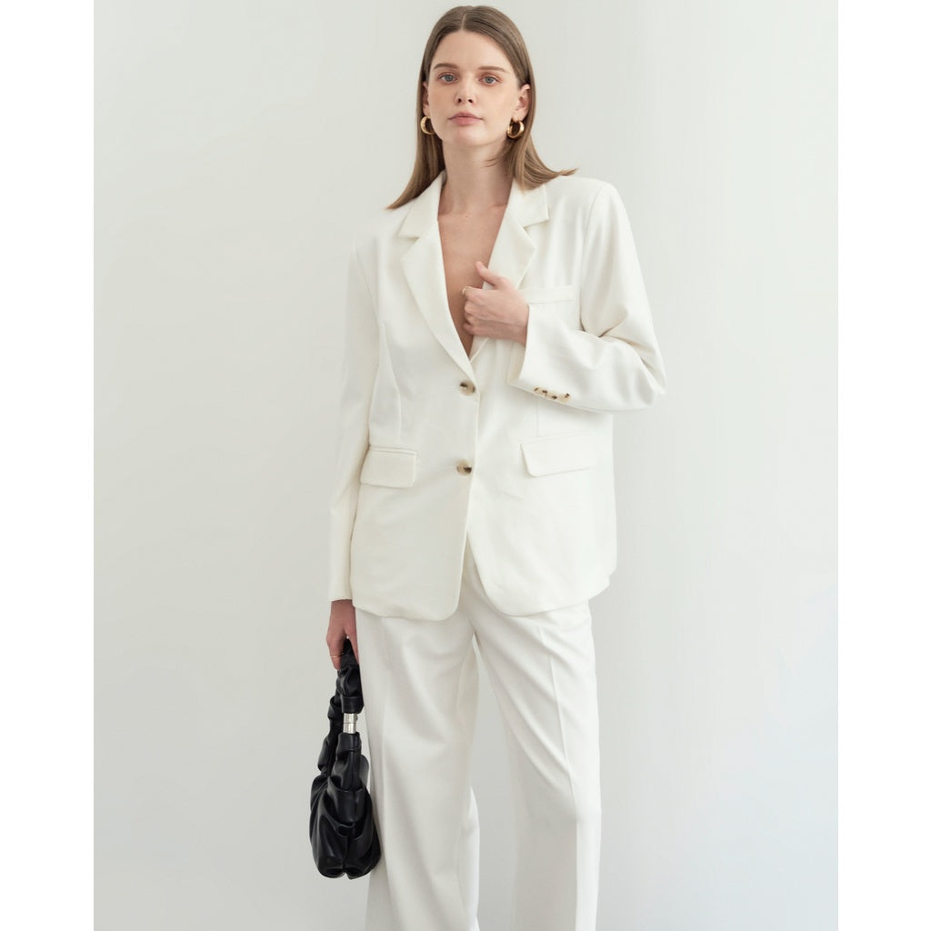 Elegant, High-Class Women's White Wide-format Blazer Vest Jacket The Messe | 3611 | Lana Official