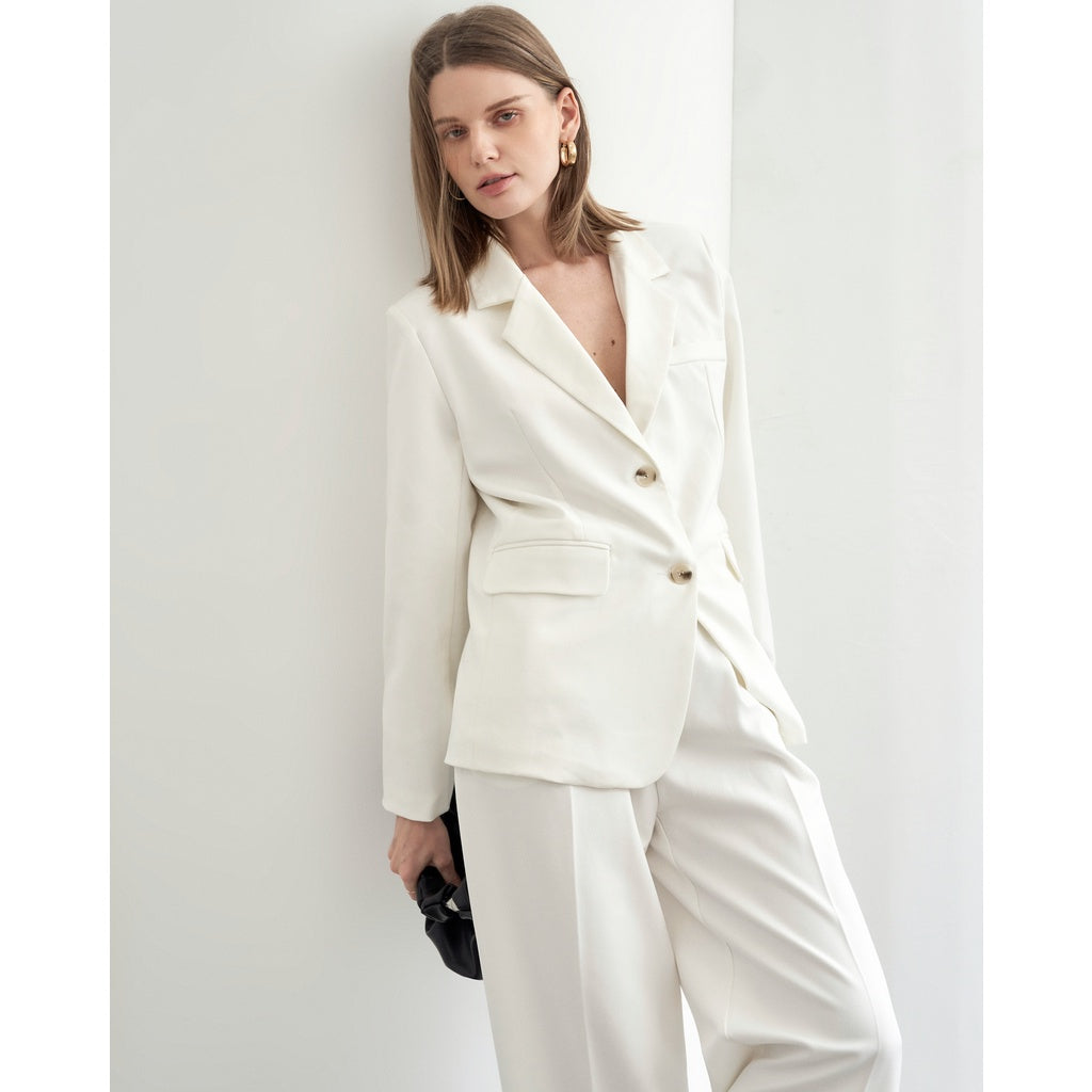 Elegant, High-Class Women's White Wide-format Blazer Vest Jacket The Messe | 3611 | Lana Official