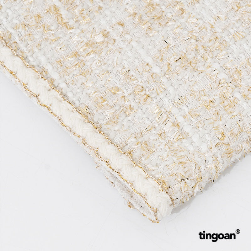 TINGOAN® - White A-form high-waist sparkling tweed skirt SHADES OF LOVE SKIRT/WH