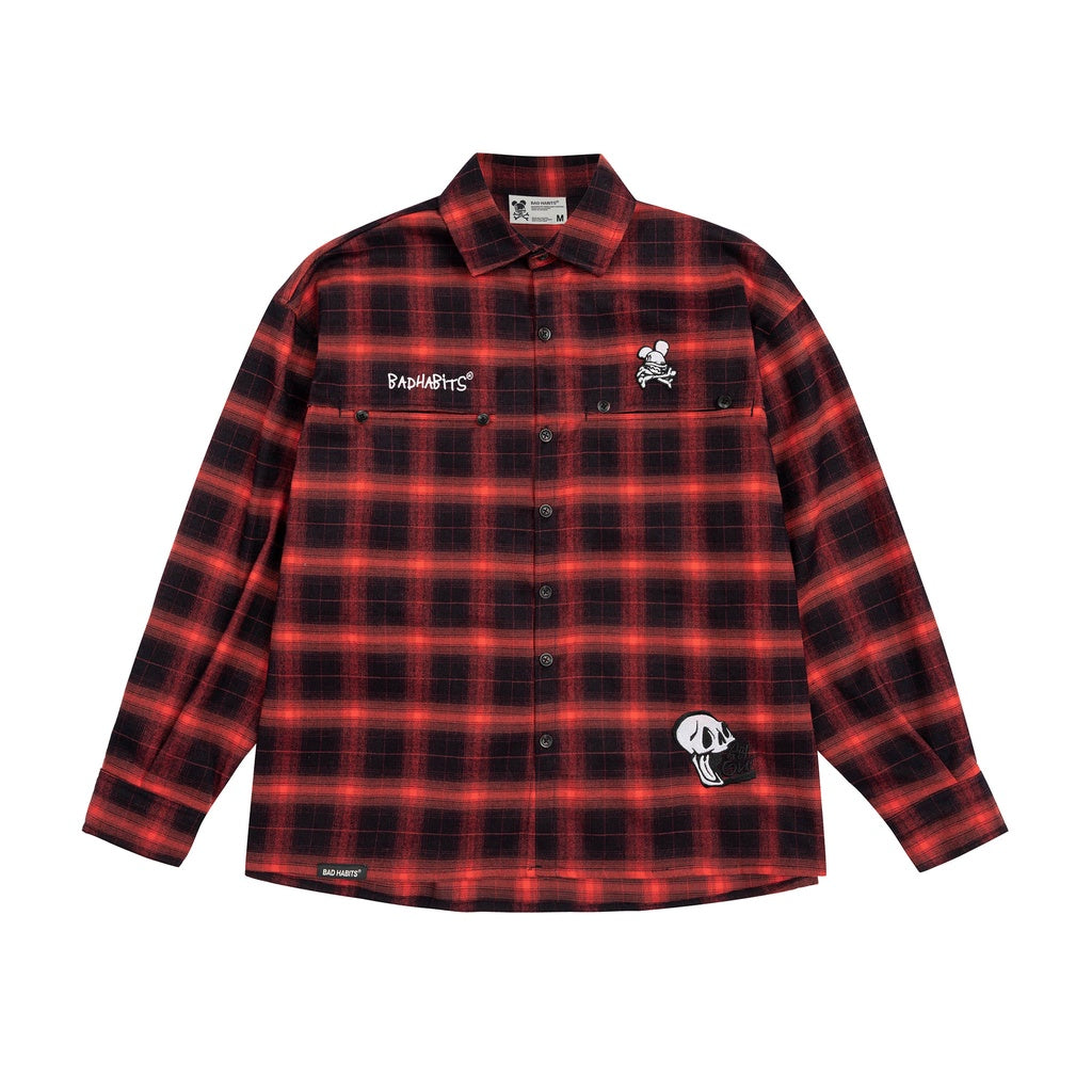 Bad Habits Men's Shirt OLD SKOOL FLANNEL RED - Genuine Local Brand