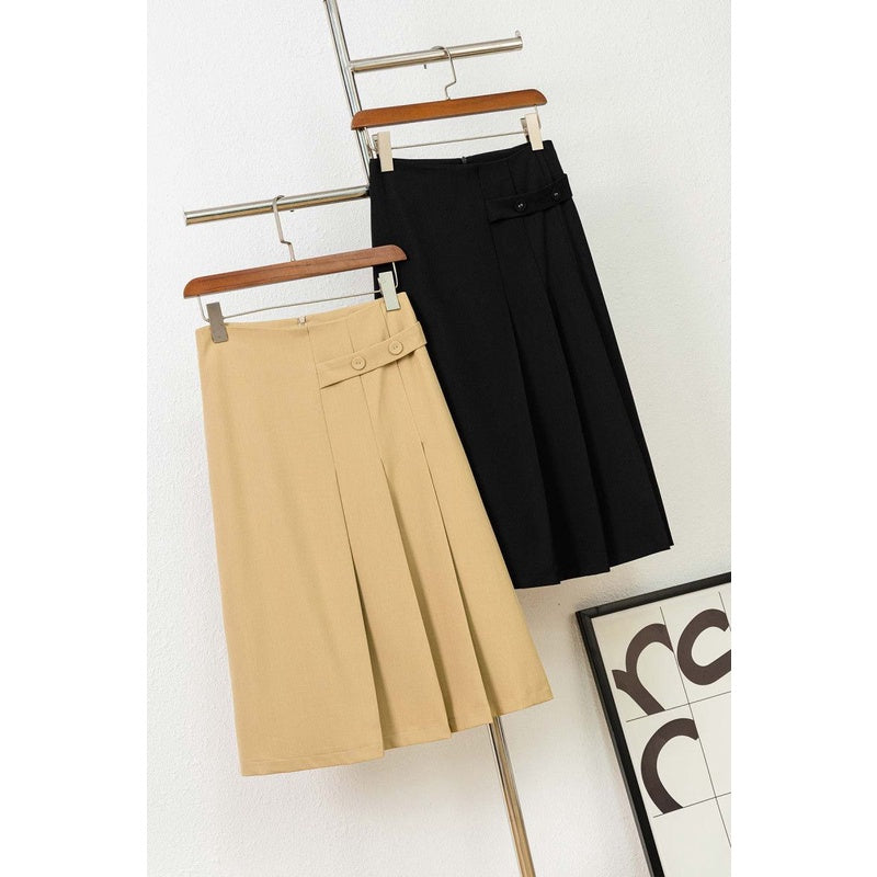 Pleated midi skirt with buttons V62I22Q003