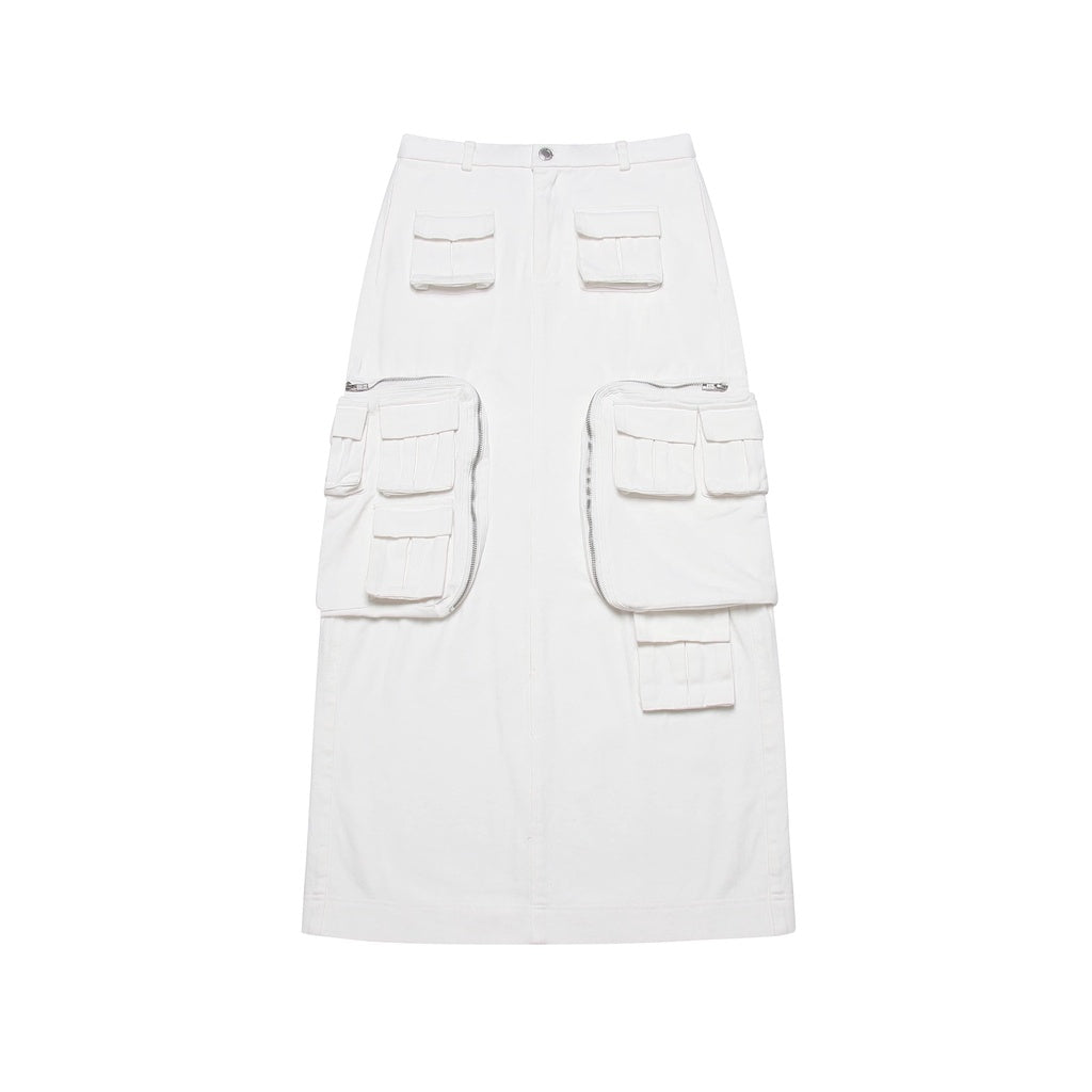 CHÂN VÁY UNISEX LIDER KENNEDY CARGO DENIM SKIRT - Black/White