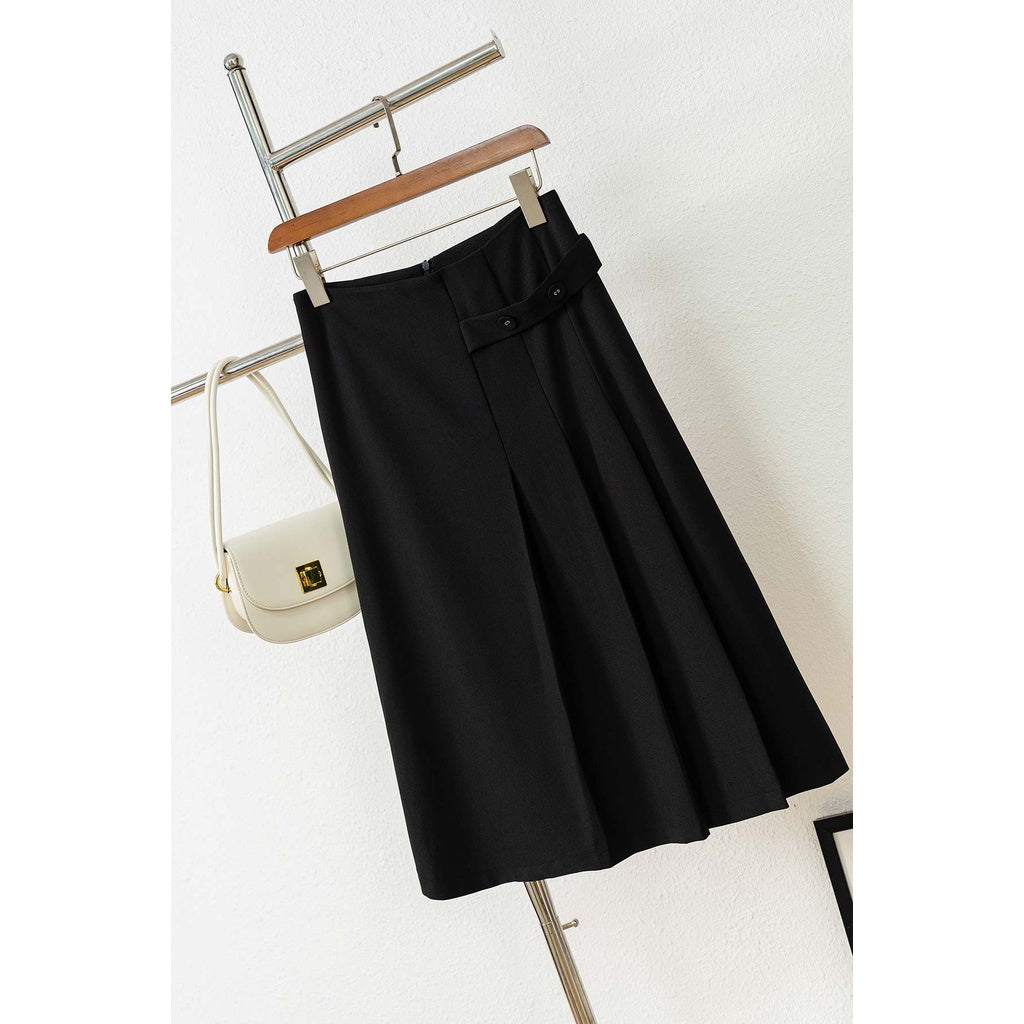 Pleated midi skirt with buttons V62I22Q003