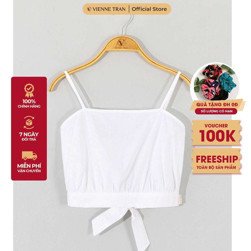 Women's croptop with open back - Super cute beach shirt with bow tied in the back VIENNE TRAN V61R21H049