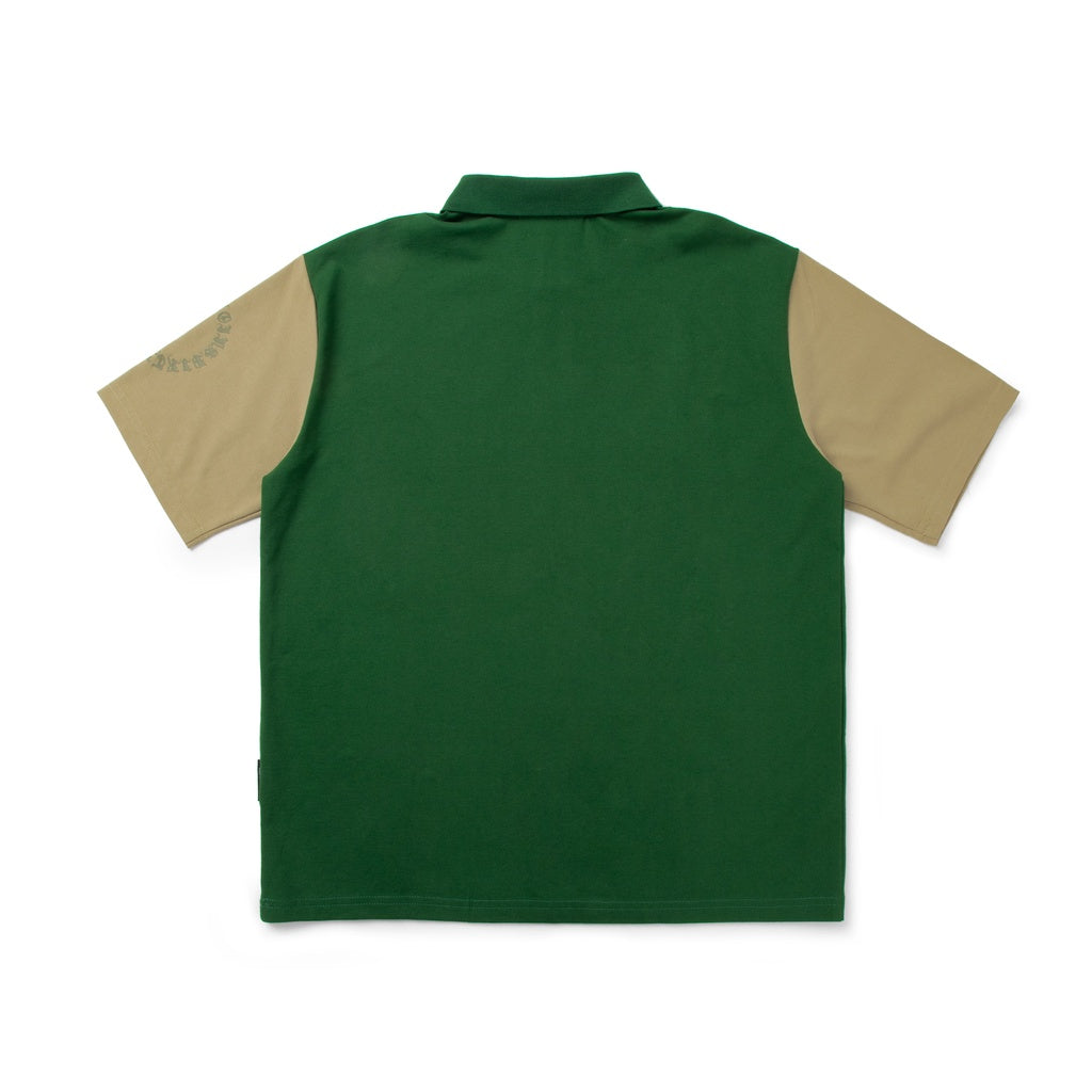 DirtyCoins Gothic Logo Polo T-Shirt - Green/Brown