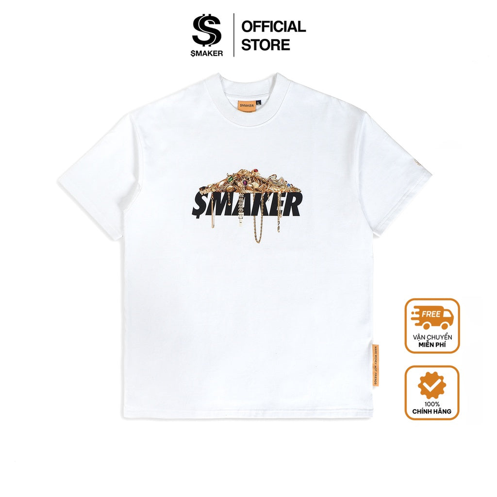 [SMAKER] Unisex cotton t-shirt for men and women, loose form, loose sleeves, genuine local brand - THE TREASURE TEE