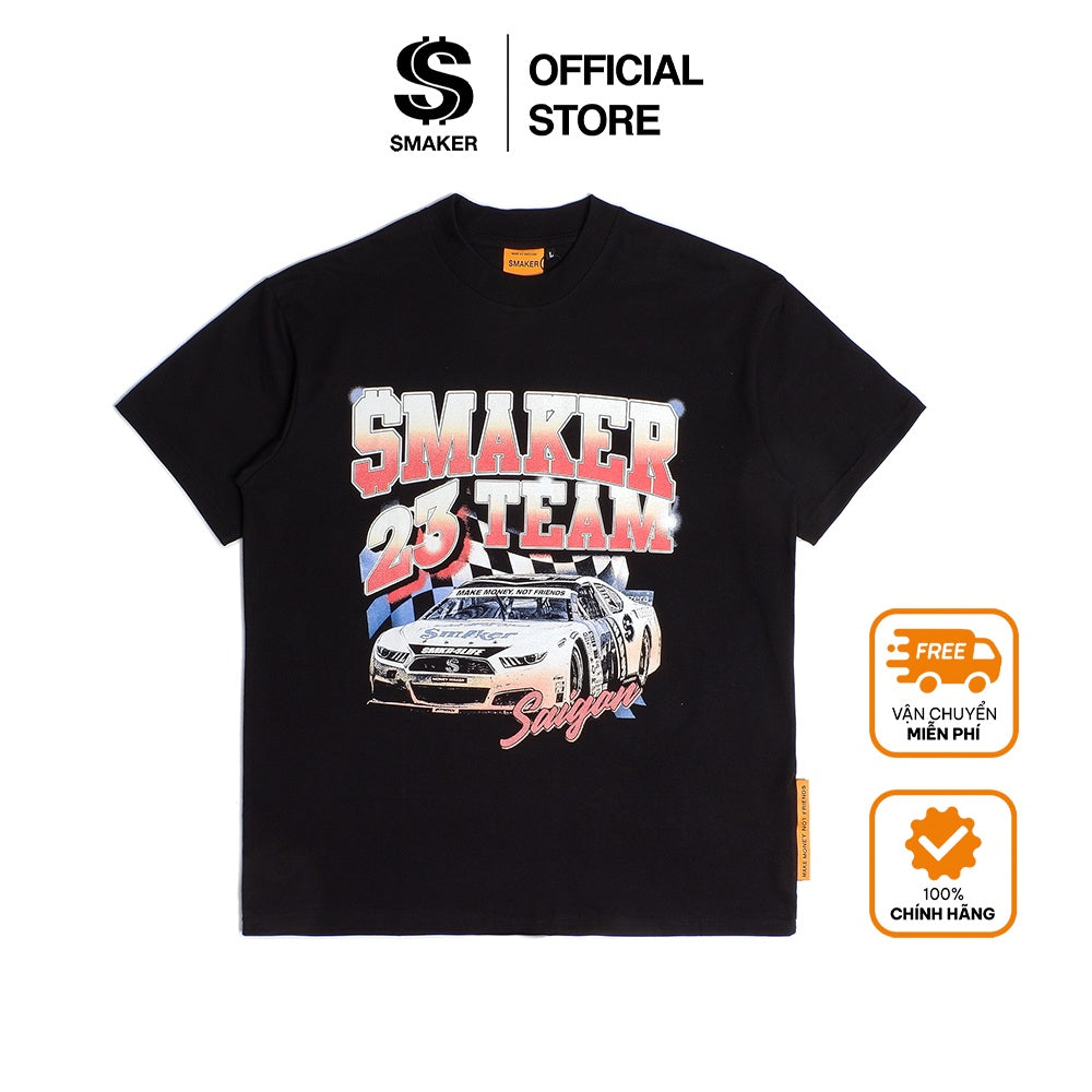 [SMAKER] 100% cotton car T-shirt - NASCAR TEE IN BLACK