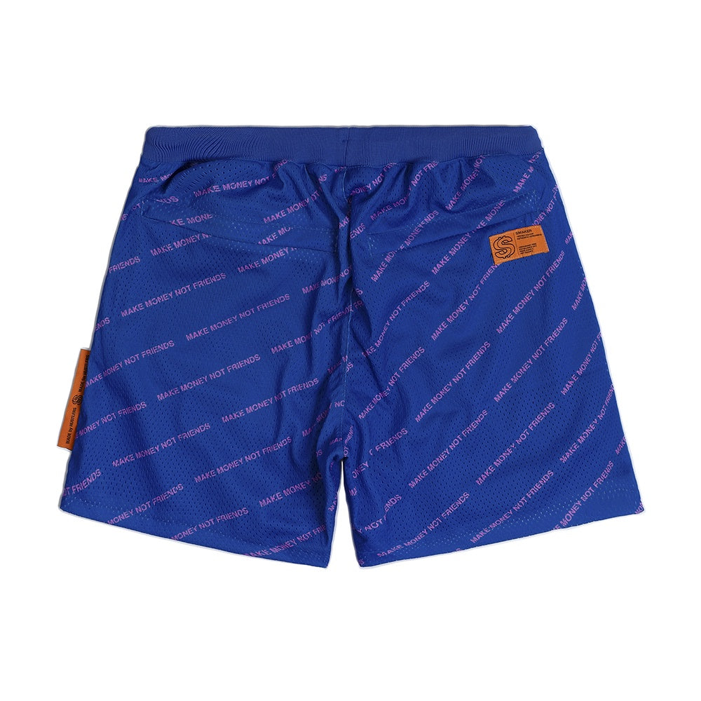 [SMAKER] Blue mesh shorts, zipper pockets - MMNF MESH SHORT IN BLUE