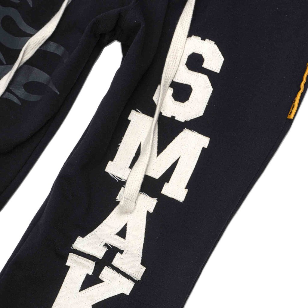 [SMAKER] Black embroidered trousers - PATCH LOGO SWEAT PANTS IN BLACK