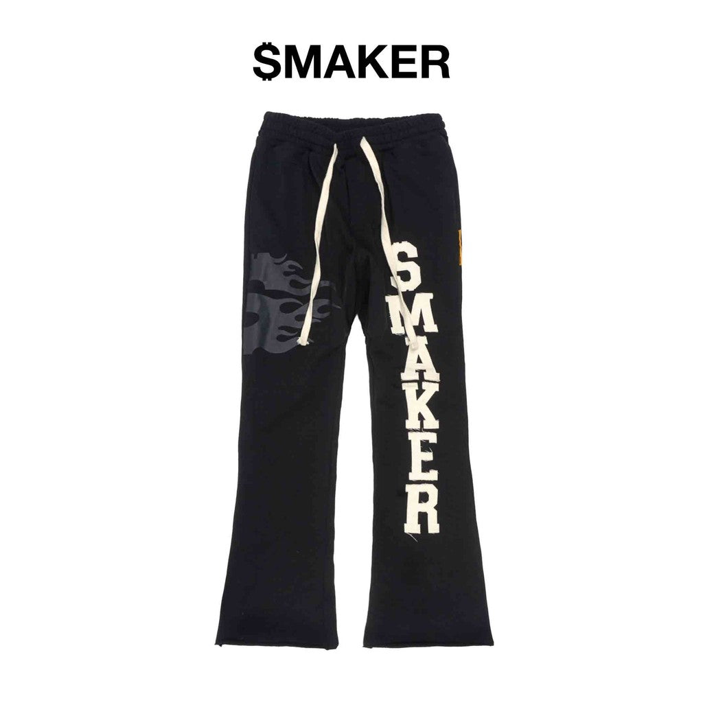[SMAKER] Black embroidered trousers - PATCH LOGO SWEAT PANTS IN BLACK