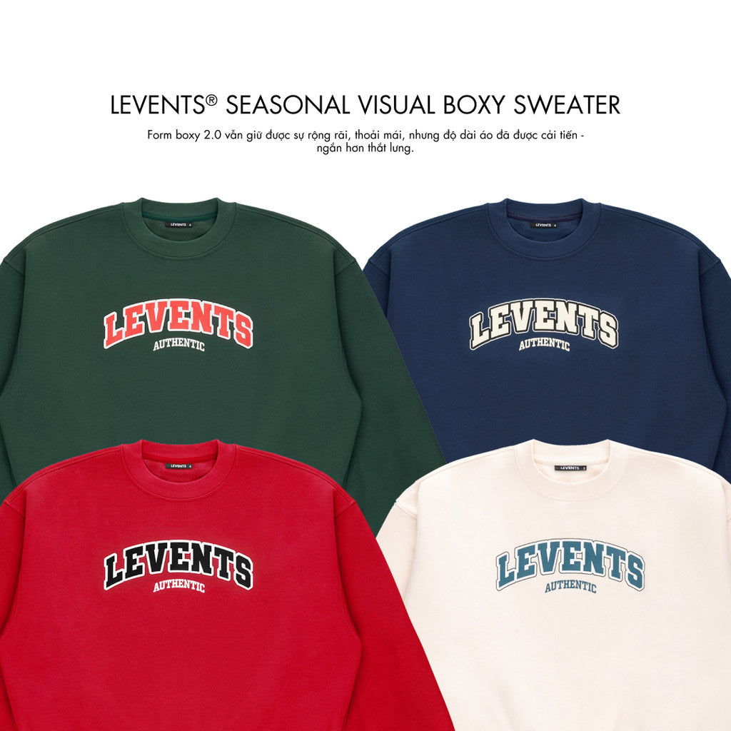 Levents Seasonal Visual Boxy Sweater Unisex Oversized Cotton Fleece 