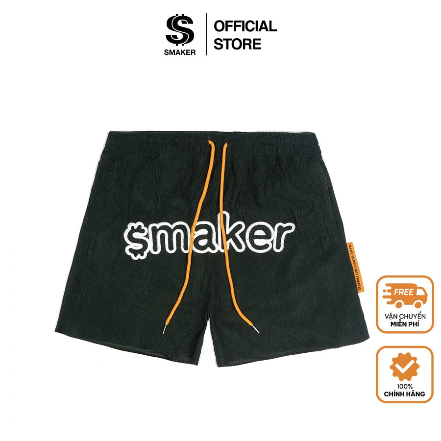 [SMAKER] Dark green velvet short - $MAKER CORDUROY SHORT IN DARK GREEN