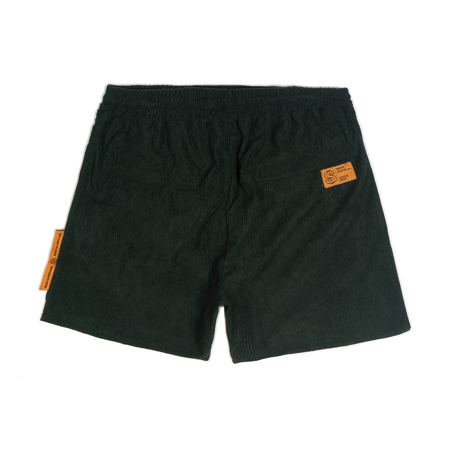 [SMAKER] Dark green velvet short - $MAKER CORDUROY SHORT IN DARK GREEN