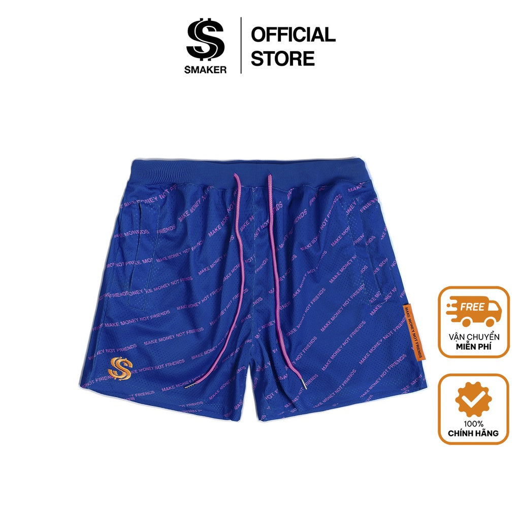 [SMAKER] Blue mesh shorts, zipper pockets - MMNF MESH SHORT IN BLUE