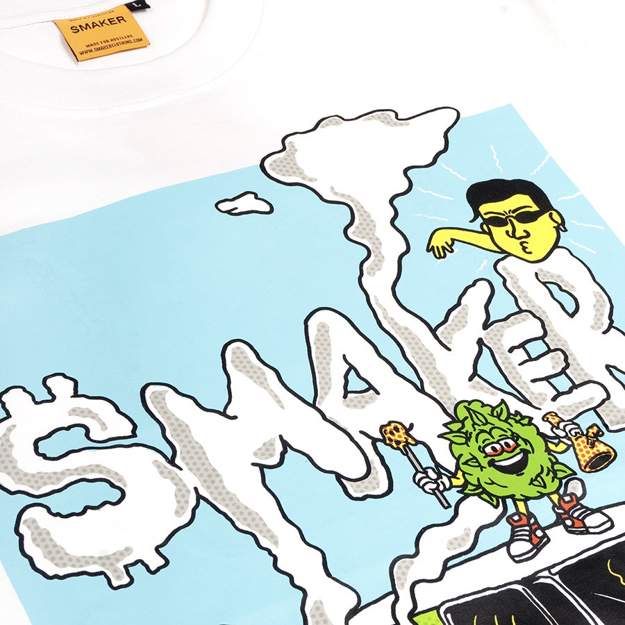 [SMAKER] 100% cotton T-shirt with funny images - 420 PICNIC TEE IN WHITE