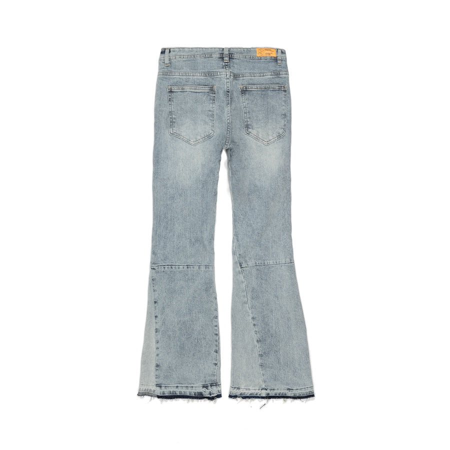 [SMAKER] Quần jeans dài ống loe màu xanh - DISTRESSED FLARE DENIM IN BLUE