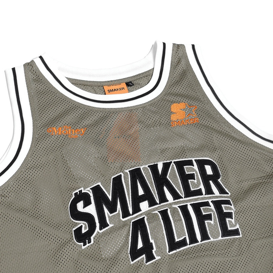 [SMAKER] Moss basketball tank top, cool mesh fabric - JERSEY BASKETBALL TEE IN GRAY