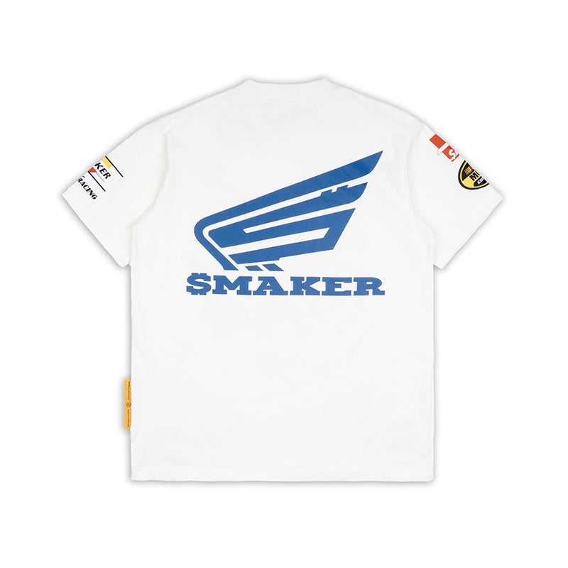 [SMAKER] White 100% cotton racing T-shirt - RACING TEE IN WHITE