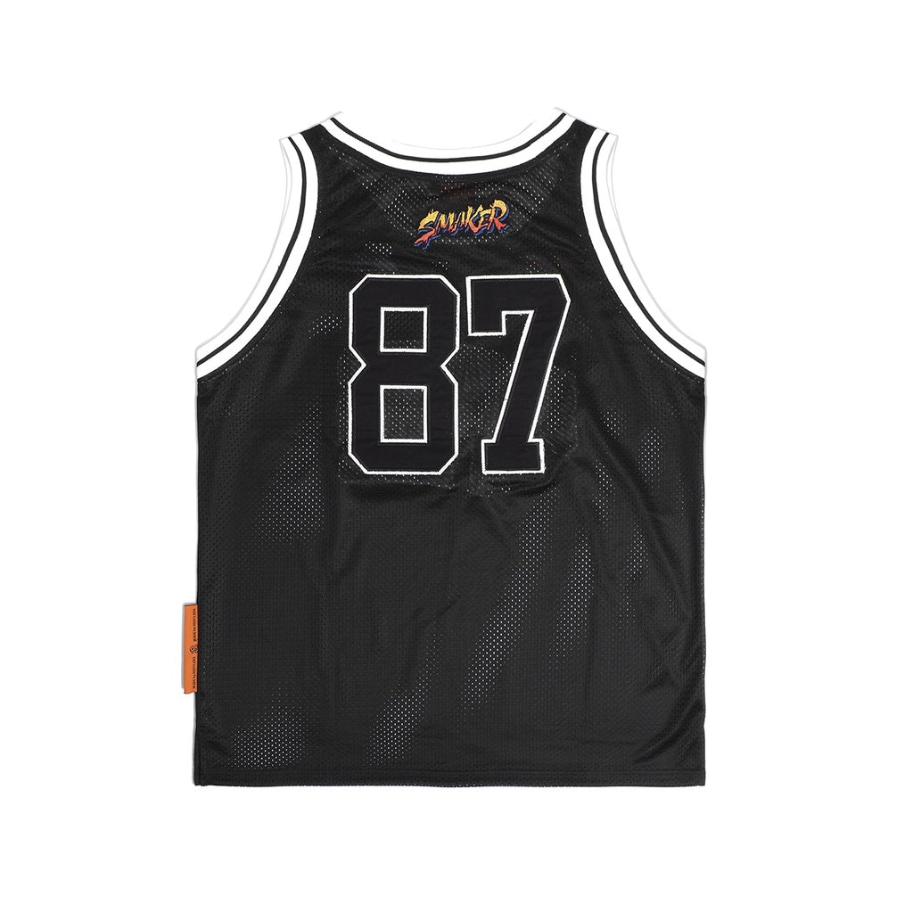 [SMAKER] Black basketball tank top, cool mesh fabric - JERSEY BASKETBALL TEE IN BLACK