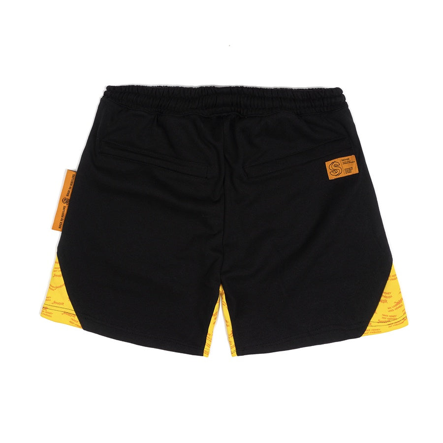 [SMAKER] Cotton flannel shorts with fire print - $MAKER SHORT ON FIRE IN BLACK