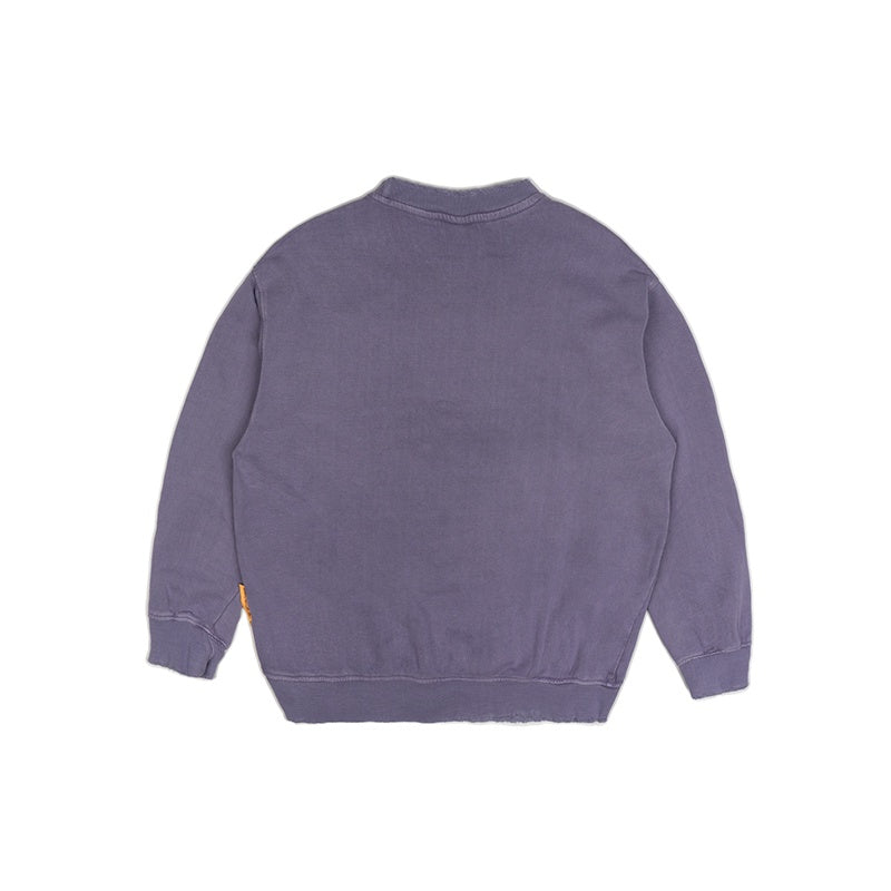 [SMAKER] 100% cotton washed charcoal purple sweater - YACHT CLUB WASHED SWEATER IN DARK PURPLE