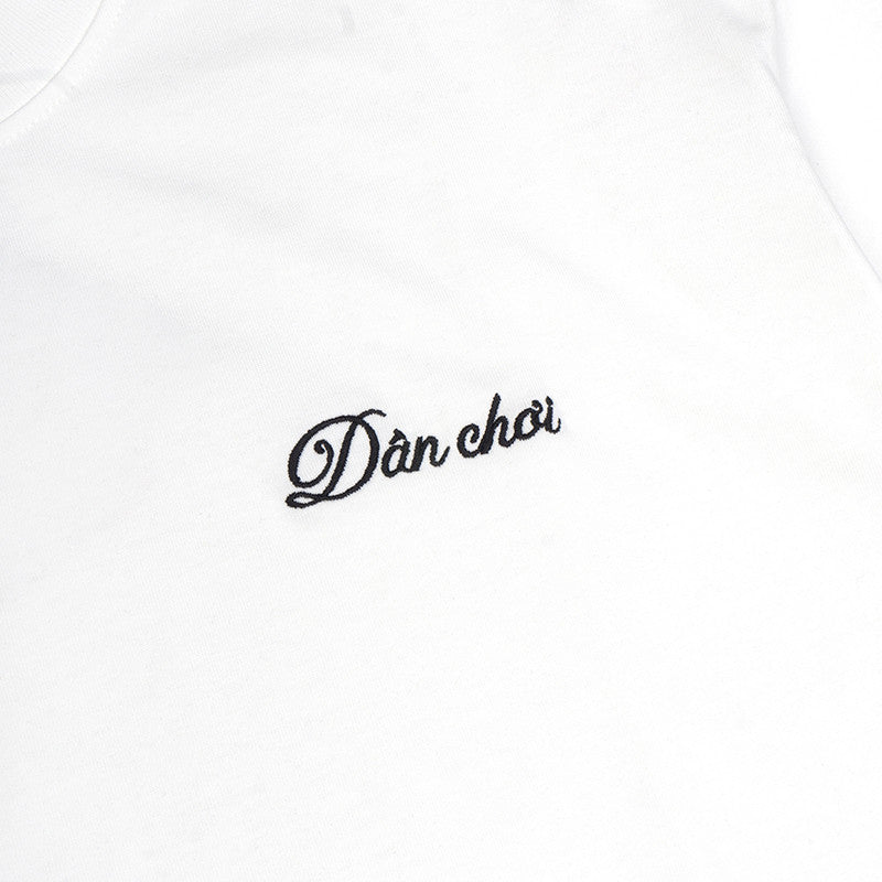 [SMAKER] Áo thun 100% cotton thêu chữ dân chơi unisex nam nữ - DÂN CHƠI EMBROIDERED LOGO TEE IN WHITE