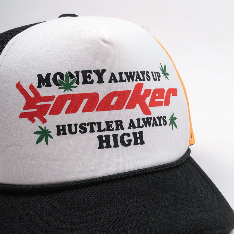 [SMAKER] Black and white mesh baseball cap - MONEY ALWAYS UP TRUCK HAT IN BLACK