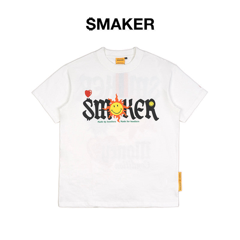 [SMAKER] Unisex t-shirt for men and women 100% cotton - MONEY &amp; LOVE TEE IN WHITE