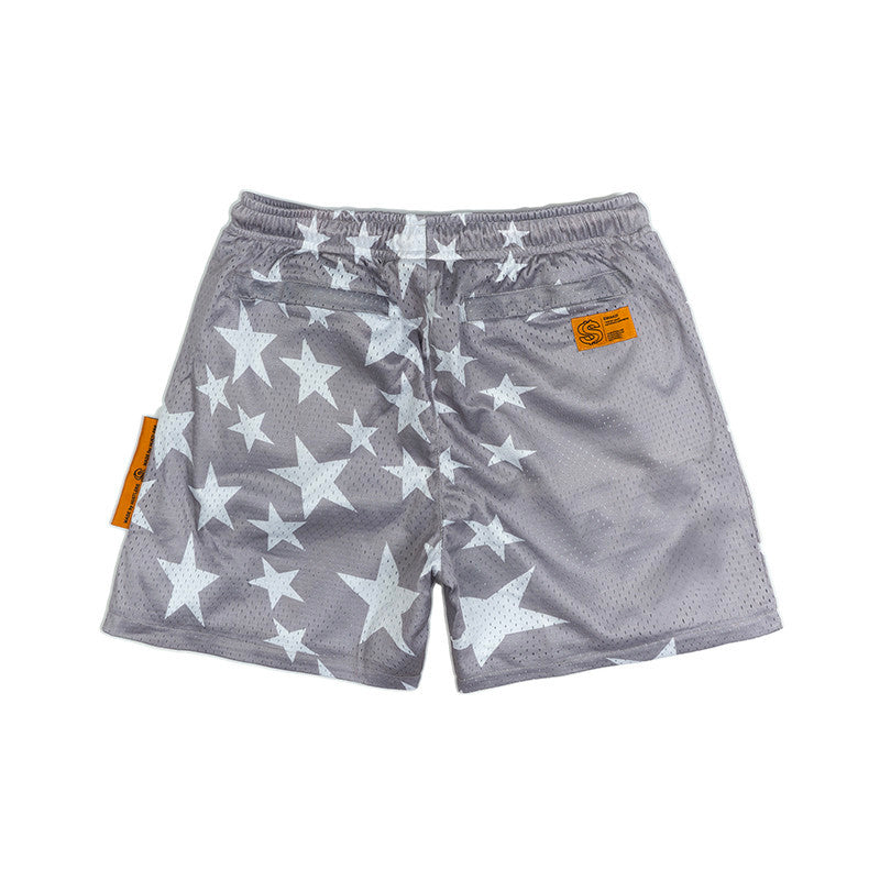 [SMAKER] Quần đùi vải lưới mesh hình ngôi sao màu xám - STARS MESH SHORT IN GREY