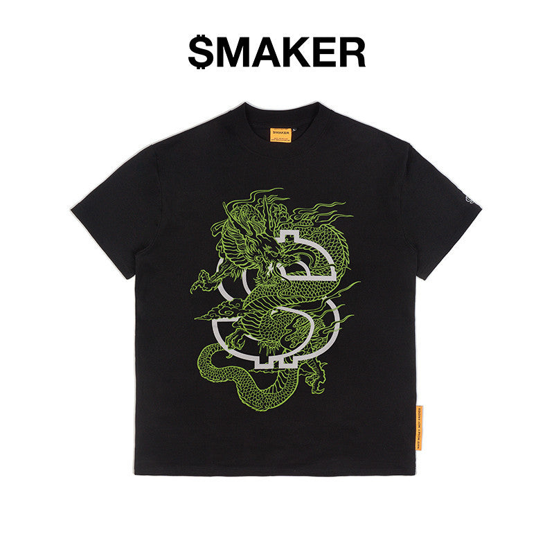 [SMAKER] 100% cotton unisex black t-shirt with dragon image Giap Thin - YEAR OF THE DRAGON TEE IN BLACK