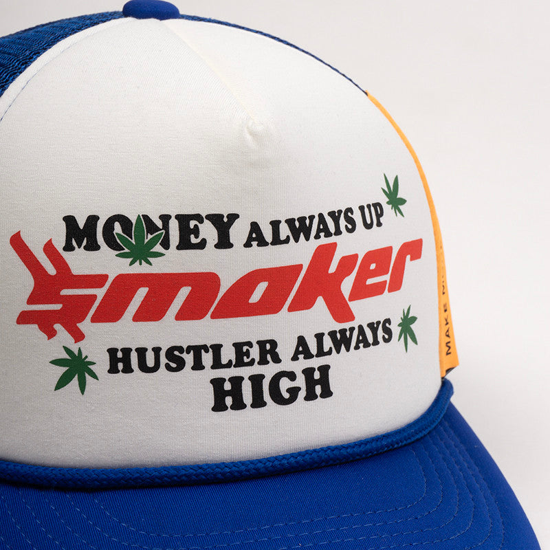 [SMAKER] Blue and white mesh baseball cap - MONEY ALWAYS UP TRUCK HAT IN BLUE