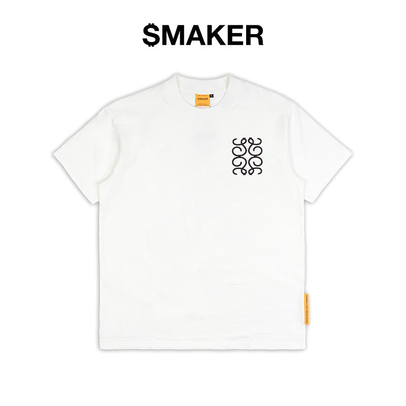 [SMAKER] White 100% cotton unisex T-shirt for men and women - 24 TEE LOGO IN WHITE