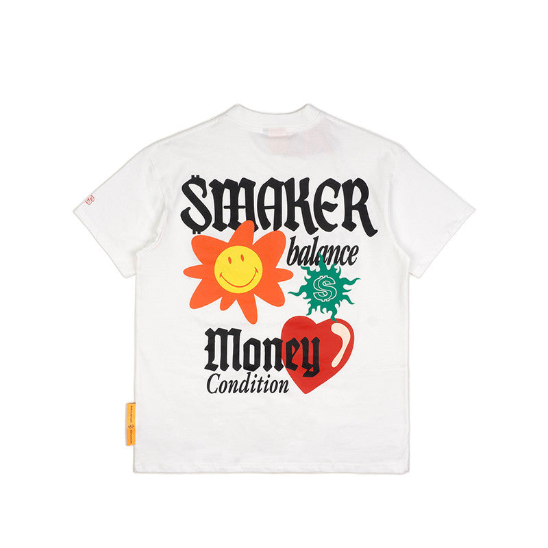 [SMAKER] Unisex t-shirt for men and women 100% cotton - MONEY &amp; LOVE TEE IN WHITE