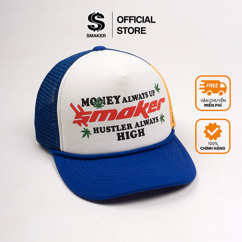 [SMAKER] Blue and white mesh baseball cap - MONEY ALWAYS UP TRUCK HAT IN BLUE