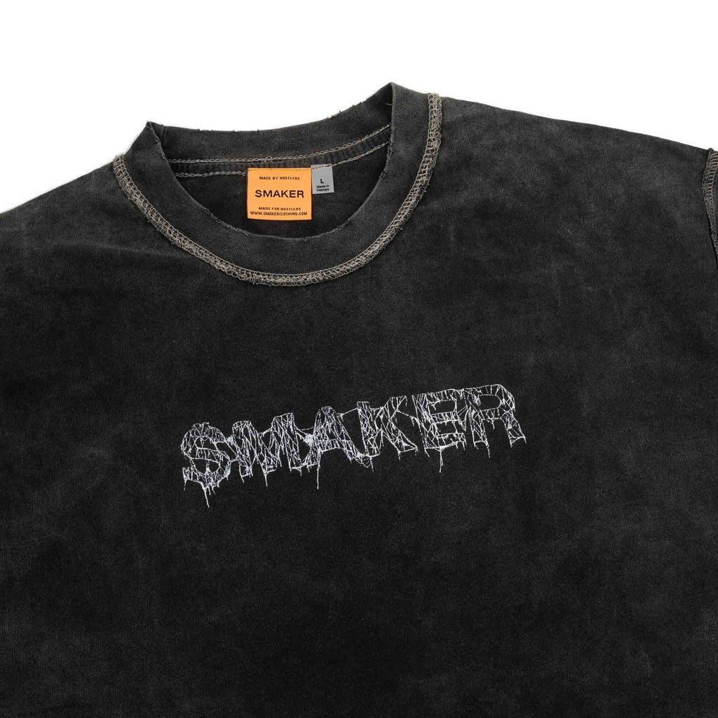 [SMAKER] Áo thun màu xám vải 100% cotton washed - SMAKER WEB WASHED TEE IN GREY