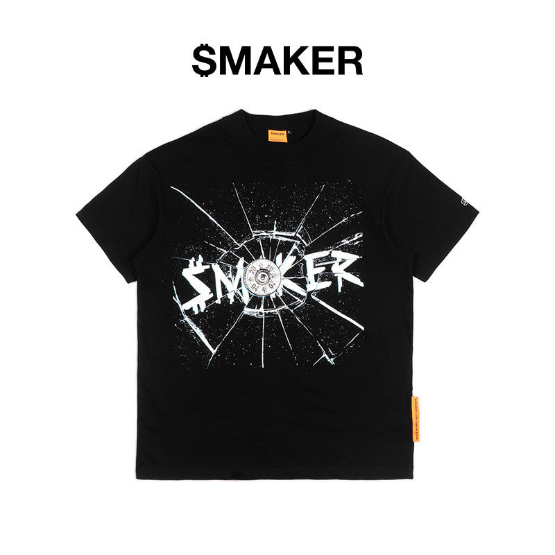 [SMAKER] Áo thun unisex 100% cotton màu đen - GLASS SHATTERED TEE IN BLACK