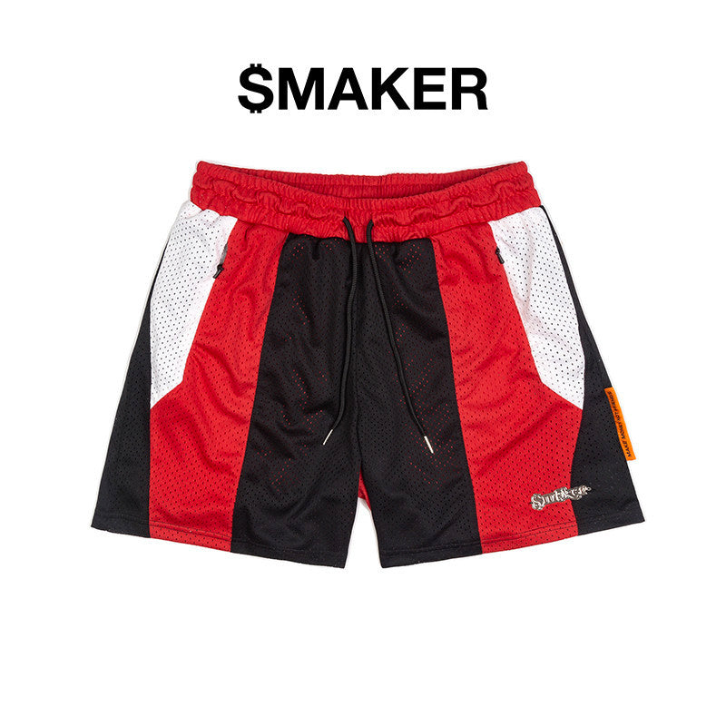 [SMAKER] Quần đùi vải lưới 3 màu thể thao thoáng mát có đính logo kim loại - METAL LOGO MESH SHORTS IN 3 COLORS