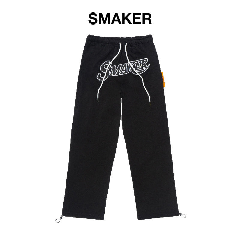 [SMAKER] Basic pants with logo printed on felt fabric and elastic waist - LOGO SWEAT PANTS IN BLACK