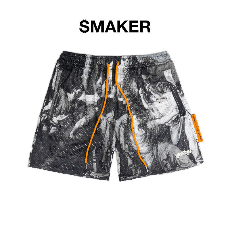 [SMAKER] Breathable mesh sports shorts with elastic waistband - PARTY ALL DAYS MESH SHORT